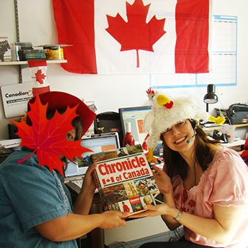 Leslie (likes to be incognito) and Pam doing research at the Canadian Only office in 2010.