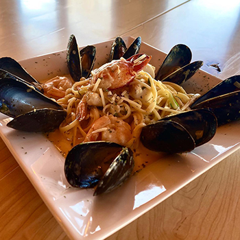 Seafood linguine from Anchored Grounds, Tusket, NS