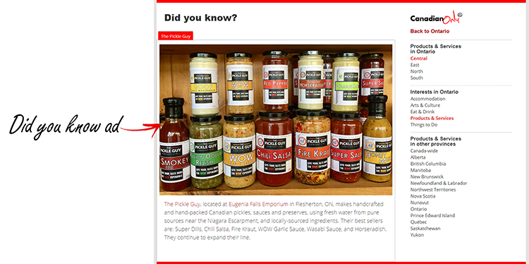 Example of "Did you know?" ad