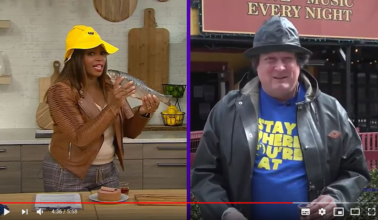 Tracy Moore from Cityline participates in a Newfoundland Screech-In ceremony led by Craig Flynn from O'Reilly's Pub