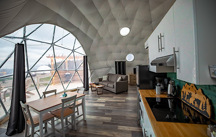 Geodesic dome at True North Destinations in Pleasant Bay, NS