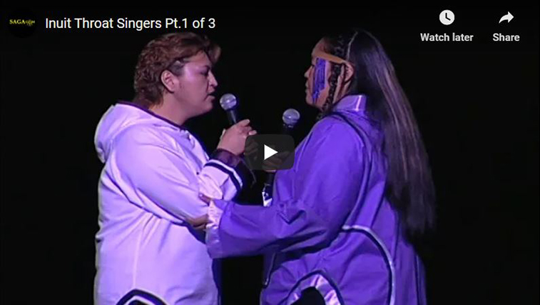 Inuit Throat Singers Lydia Etox and Nina Segalowitz perform at the Centre for Performing Arts in Vancouver