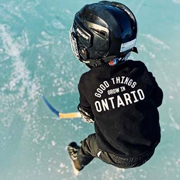 "Good things grow in Ontario" children's branded clothing from The Good Kid Clothing Co, Ontario