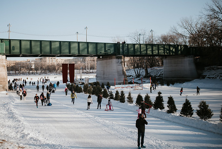 Skating at The Forks in Winnipeg, Manitoba